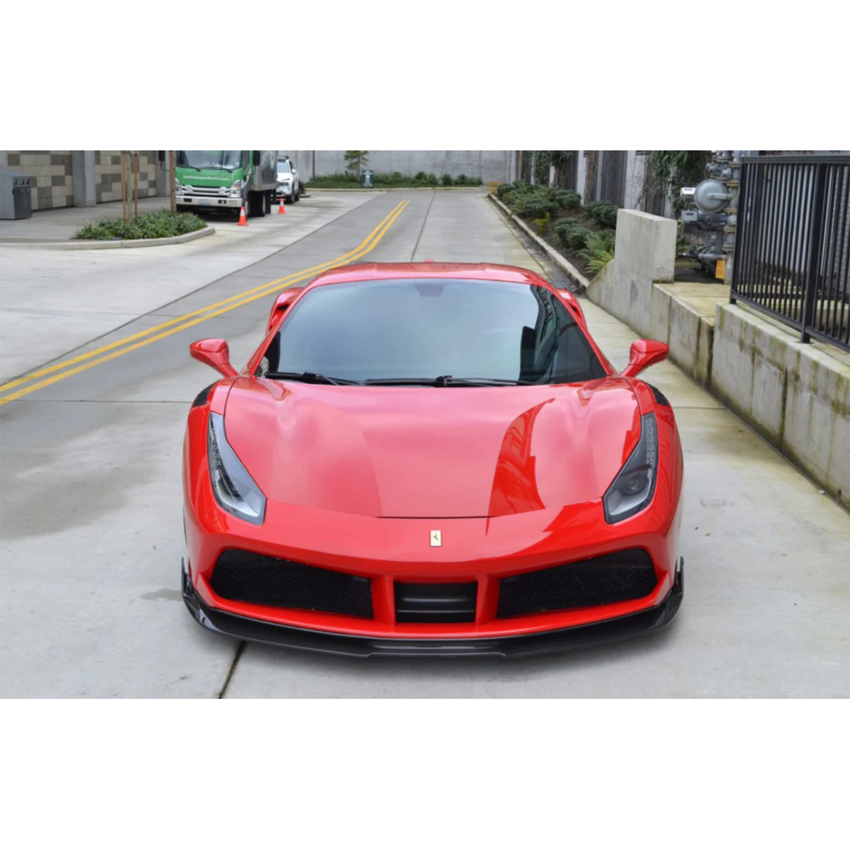 V Style Carbon Fiber Front Splitter for Ferrari 488 by Stratec Systems