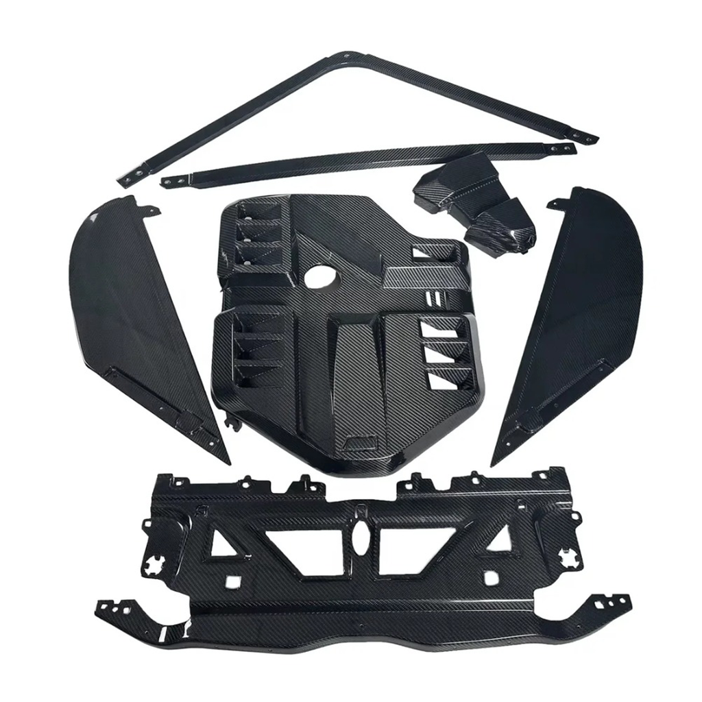 Dry Carbon Fiber Full Engine Bay Cover Kit for BMW G80 M3 G82 M4 - Bull Boost Performance