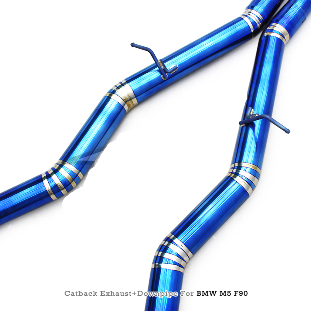Valved Titanium Catback Exhaust System Downpipe for BMW M5 F90 4.4T - Bull Boost Performance