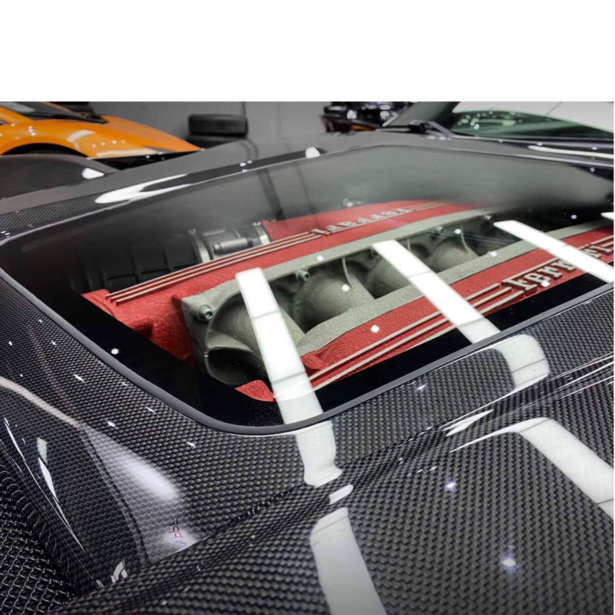 Carbon Fiber Hood Bonnet Transparent Window for Ferrari F12 by Stratec Systems