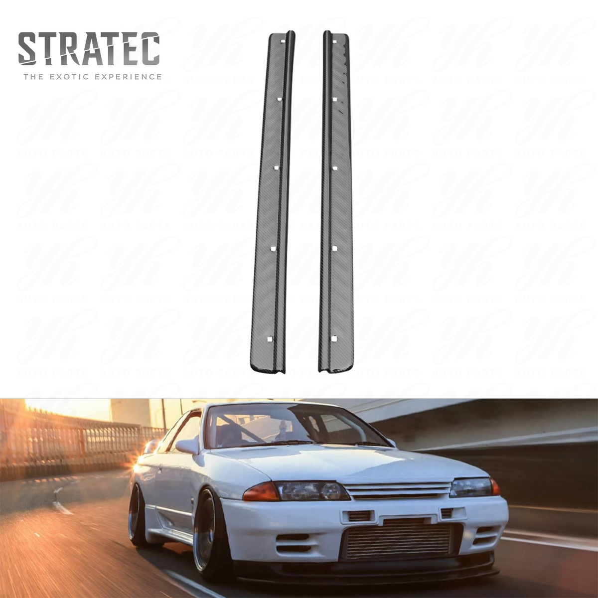 High Quality Carbon Fiber Door Sill Pair for Nissan Skyline GTR R32 by Stratec Systems