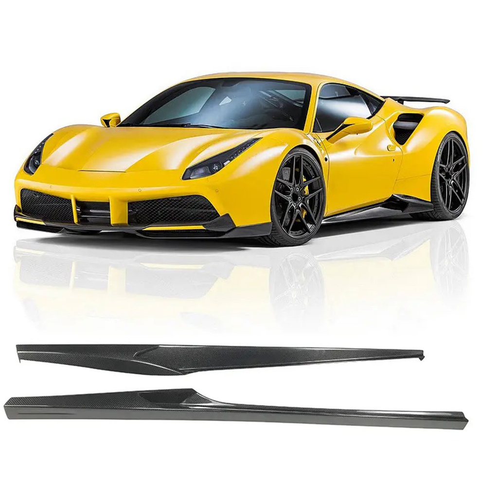 488 Carbon Fiber N Style Side Skirts for Ferrari 488 by Stratec Systems