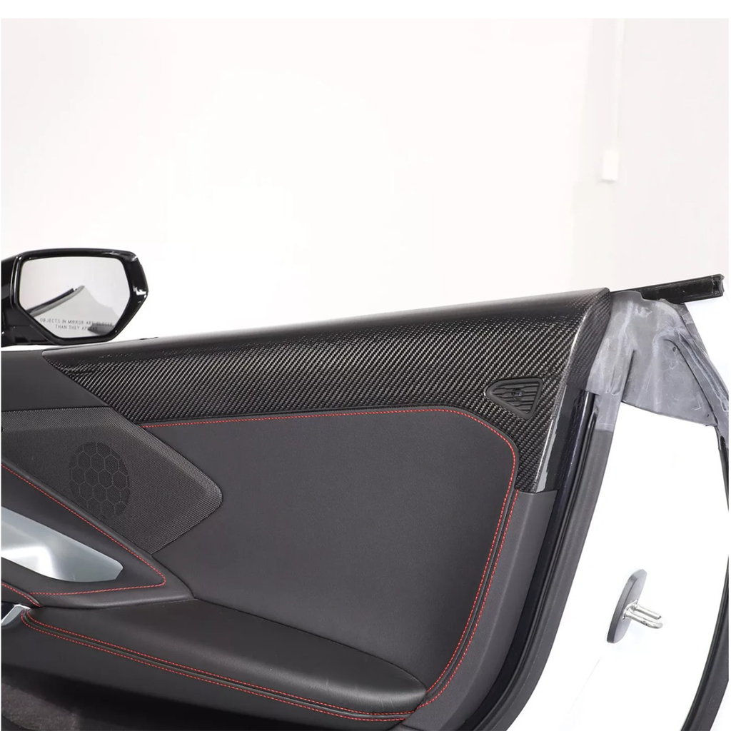 Carbon Fiber Interior Door Upper Panel Trim Cover for Chevrolet Corvette C8 - Bull Boost Performance