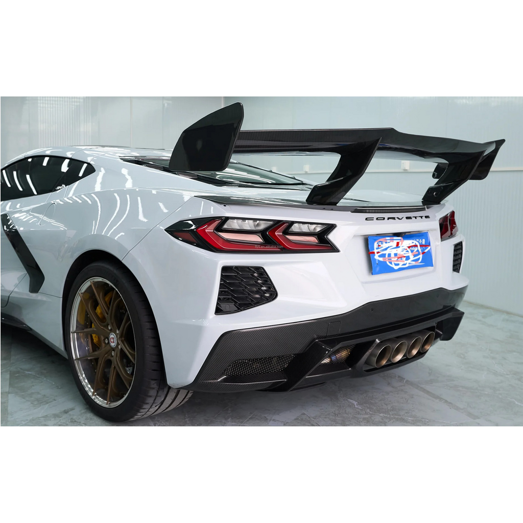 ZR Style Dry Carbon Fiber Rear Diffuser for Chevrolet Corvette C8 - Bull Boost Performance