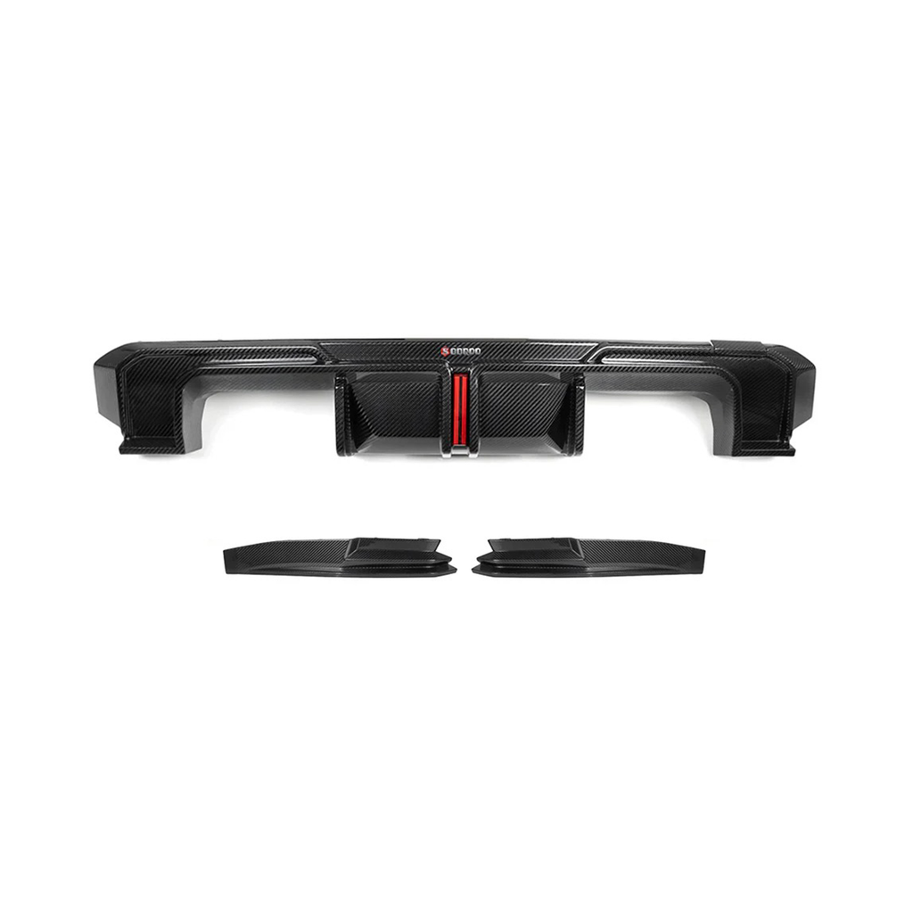 Carbon Fiber Rear Diffuser w/ Brake Light & Splitter for BMW G80 G81 M3 G82 G83 M4 - Bull Boost Performance