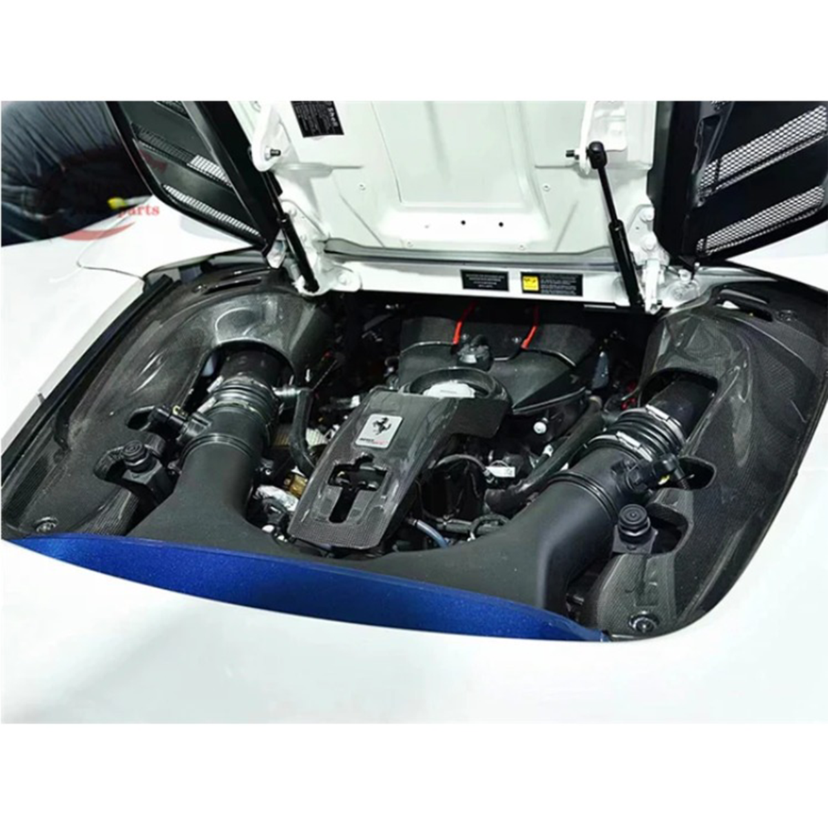 Dry Carbon Fiber Engine Bay Cover Set for Ferrari 488 by Stratec Systems