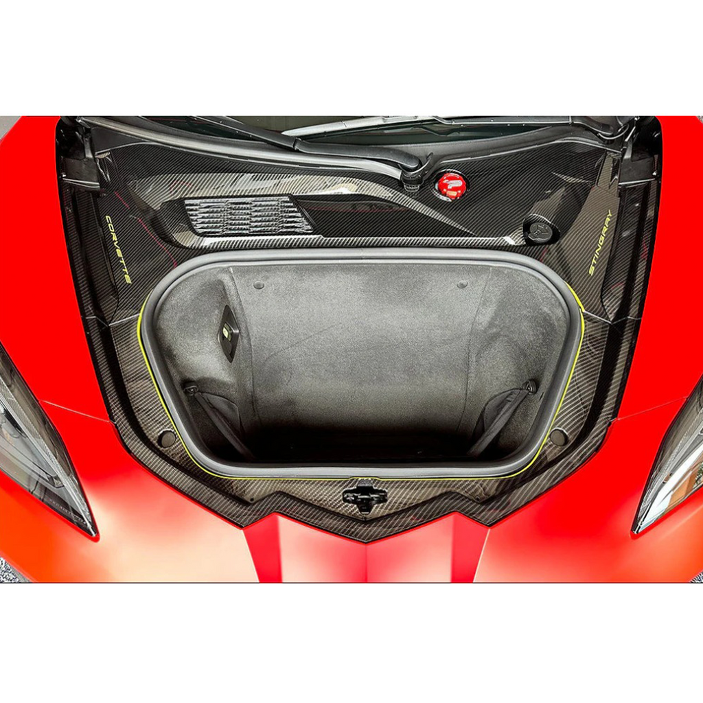 Dry Carbon Fiber Front Frunk Cover Trim Replacement for Chevrolet Corvette C8 Z06 Z51 Stingray - Bull Boost Performance