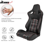 Universal Red Plaid Racing Seat Dual Slider Cam-lock Belt PU Carbon