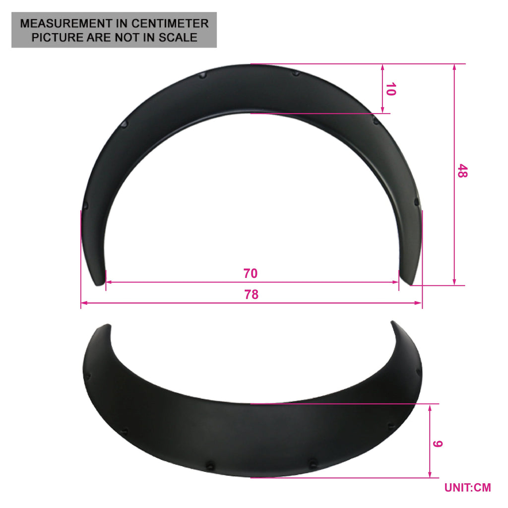 Universal Fit 90MM 2PC Rear Fender Flares Wide Body Wheel Arches PP