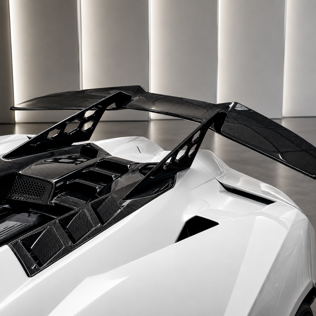 DF Upgrade Dry Carbon Fiber Engine Deck Rear Spoiler Wing Kit for Lamborghini Revuelto by Stratec Systems