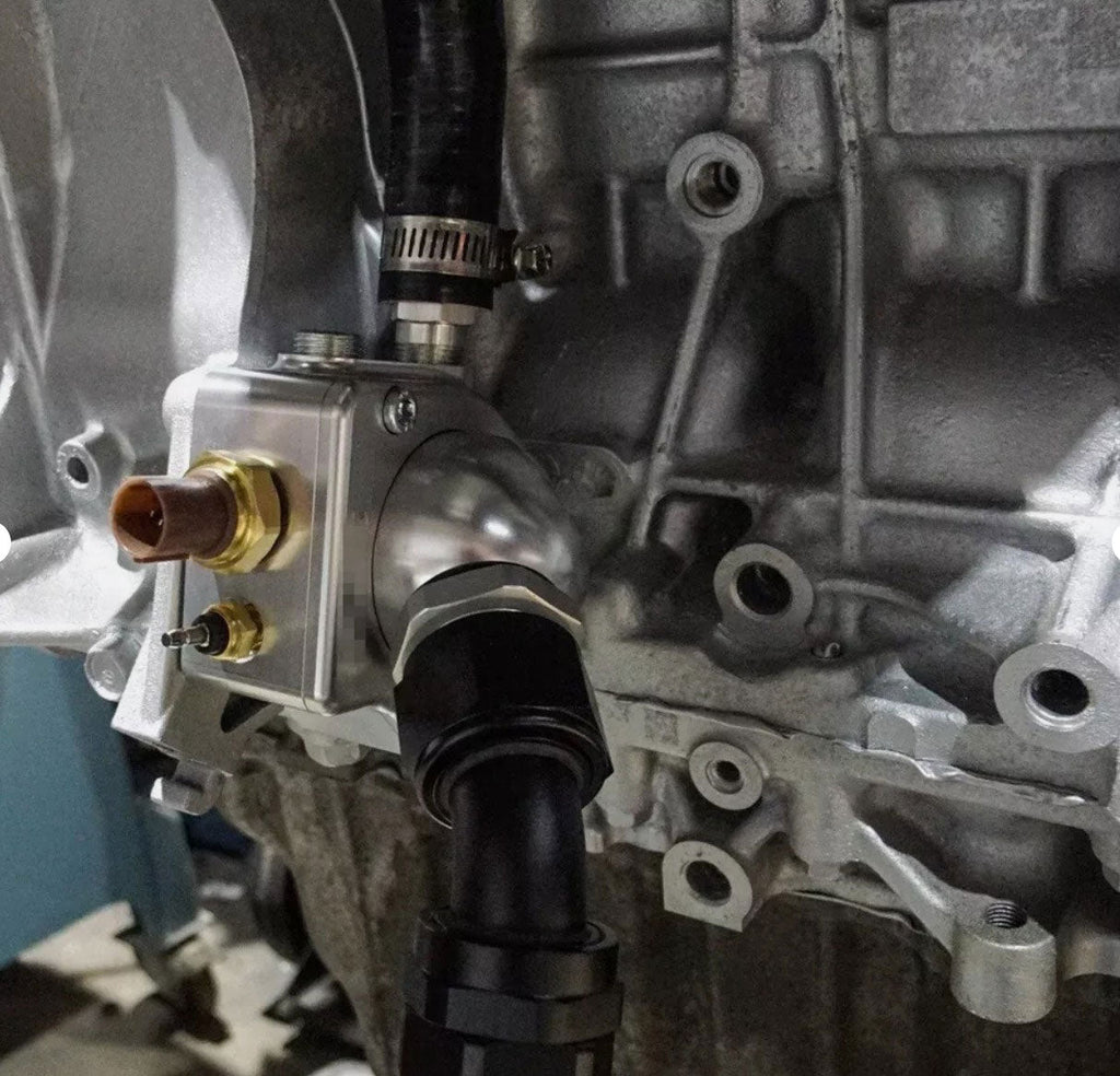 K20 K24 K Series Direct Water Pump Mount V2 Swivel Neck Thermostat Housing 16AN - Bull Boost Performance