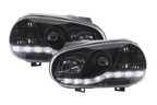 Volkswagen Golf 4 Black LED Headlights with Daytime Running Lights (1997 - 2003)