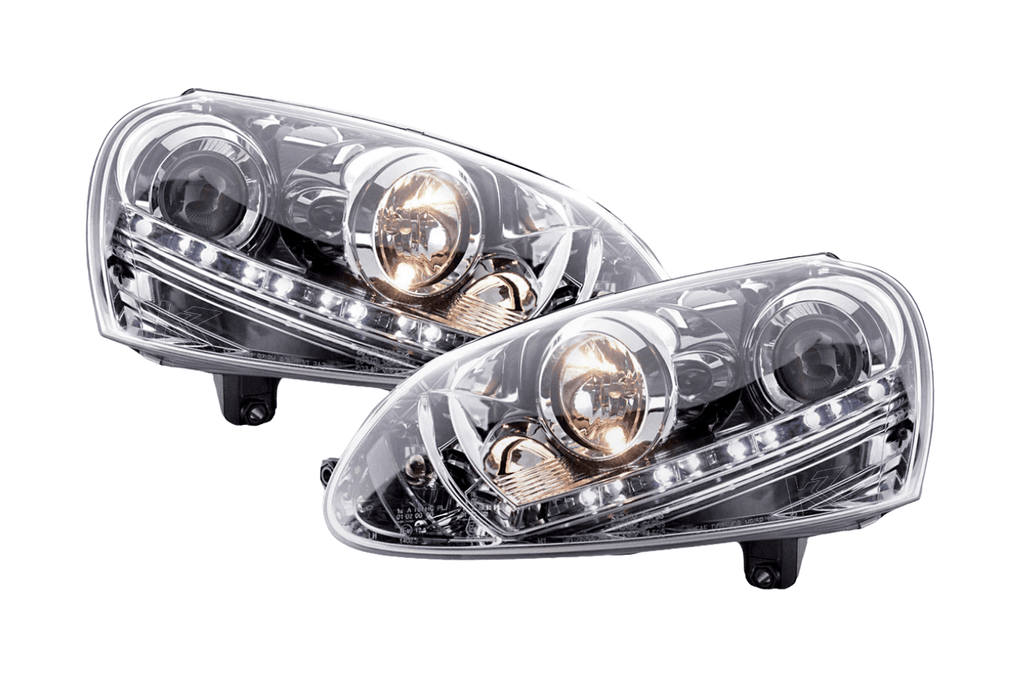 Volkswagen Golf 5 Chrome LED Headlights with Daytime Running Lights (2003 - 2008)