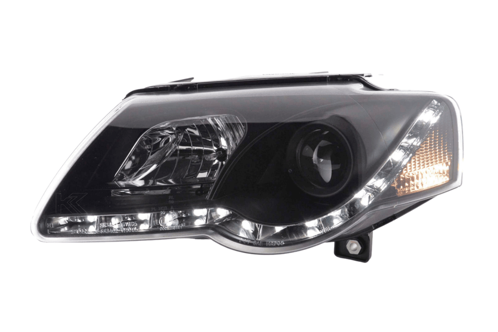 Volkswagen Passat (B6 / 3C) Black LED Headlights with Daytime Running Lights (2005 - 2010)