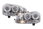 VW Golf 5 (Mk5) Chrome LED Angel Eye Headlights - (2003-2008)