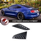 2015-2023 Ford Mustang IKON Unpainted Black Side Window Louvers ABS