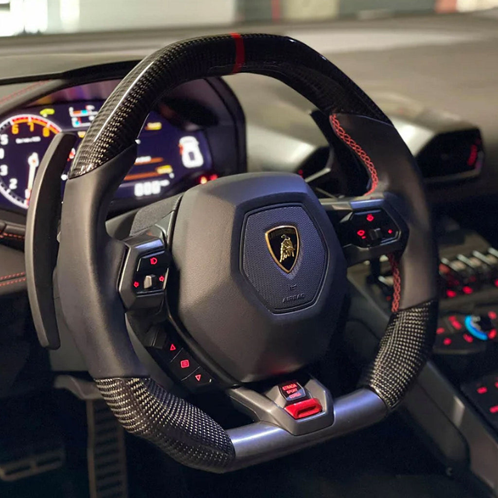 Custom Alcantara Red Steering Wheel for Lamborghini Huracan LP580 LP610 LP640 EVO STO - Bull Boost Performance