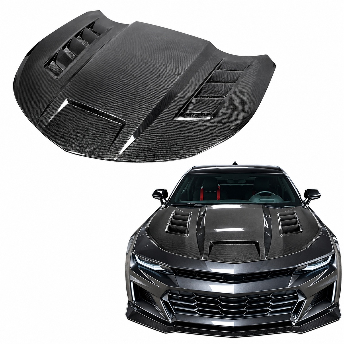 Dry Carbon Fiber Engine Hood for Chevrolet Camaro by Stratec Systems