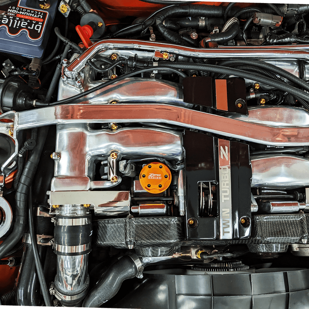 ZSPEC Billet Oil Filler Cap for Nissan/Infiniti/Datsun, Orange-Gold Cap w/Titanium Accents