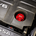 ZSPEC Billet Oil Filler Cap for Nissan/Infiniti/Datsun, Red Cap w/ Titanium Accents