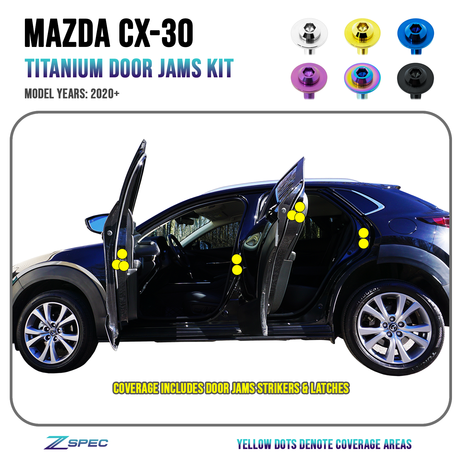 ZSPEC Door Jams Fastener Kit for the '20-24 Mazda CX-30, Titanium