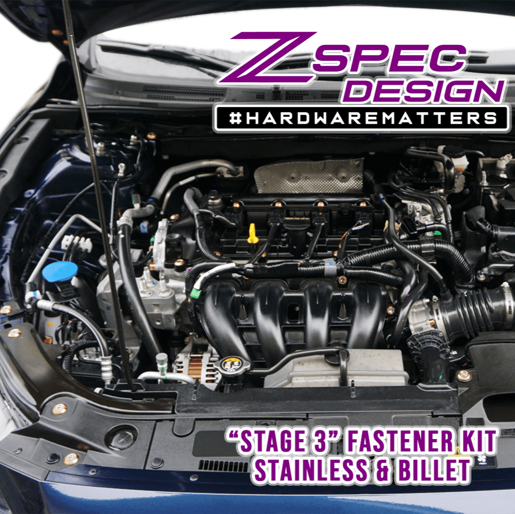 ZSPEC "Stage 3" Dress Up Bolts® Fastener Kit for '14-17 Mazda3 2.0L, Stainless & Billet
