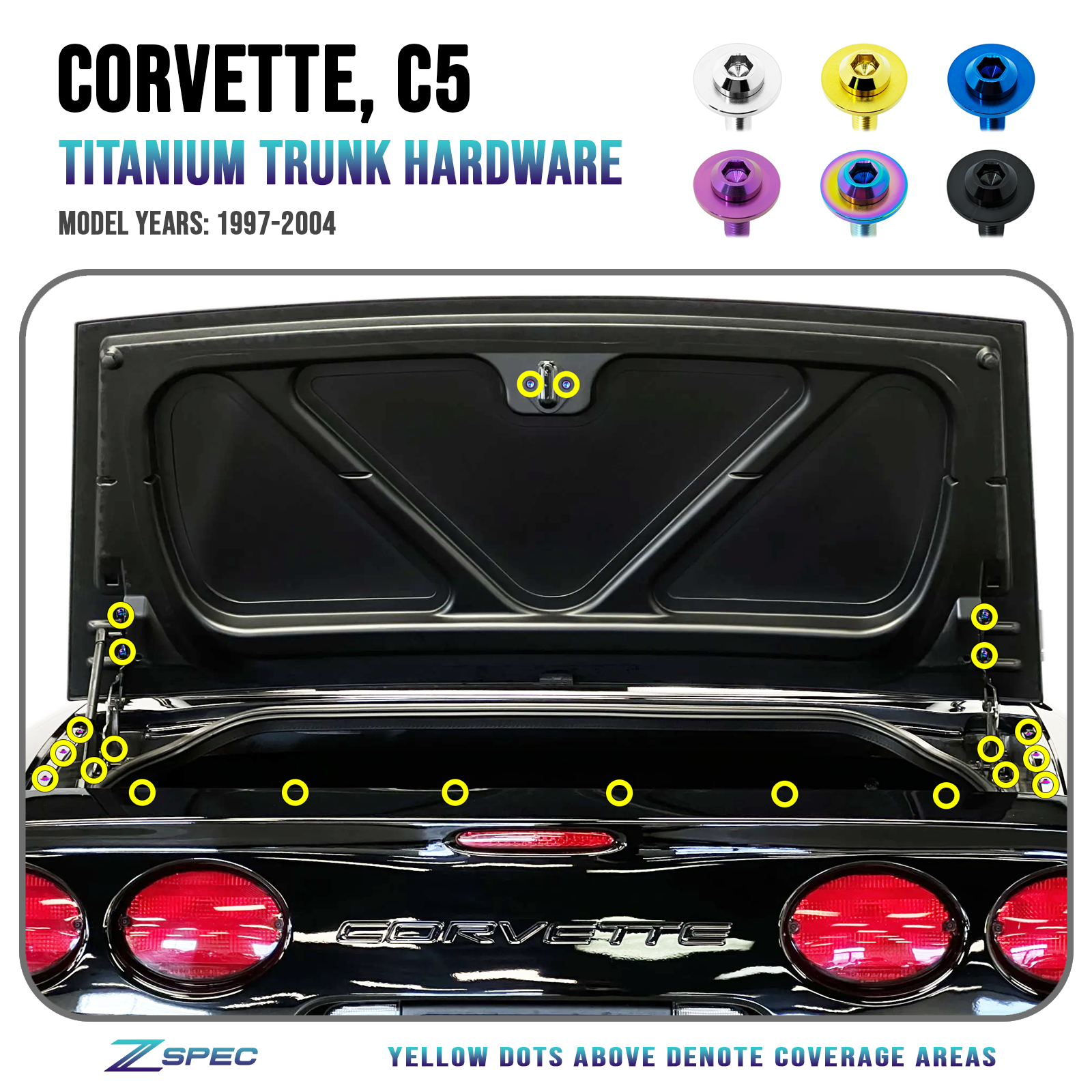 ZSPEC "Stage 2" Dress Up Bolts® Fastener Kit, '97-04 C5 Corvette 5.7L LS6, Titanium