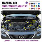ZSPEC "Stage 2" Dress Up Bolts® Fastener Kit for '14-20 Mazda6 2.5L, Stainless & Billet
