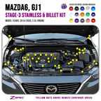 ZSPEC "Stage 3" Dress Up Bolts® Fastener Kit for '14-20 Mazda6 2.5L, Stainless & Billet