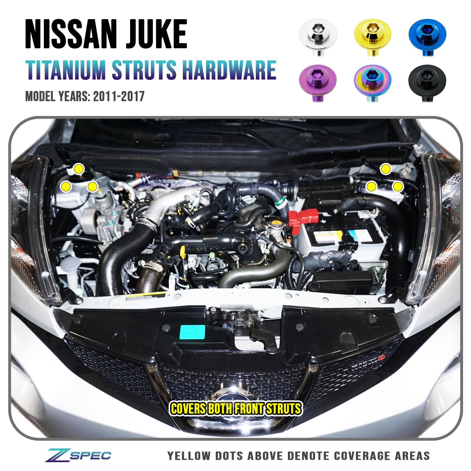 ZSPEC Front Struts Fastener Kit for Nissan Juke, Titanium