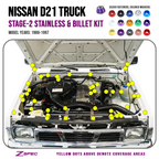 ZSPEC "Stage 2" Engine Bay Fastener Kit for Nissan Hardbody D21 Pickup Truck, Stainless & Billet