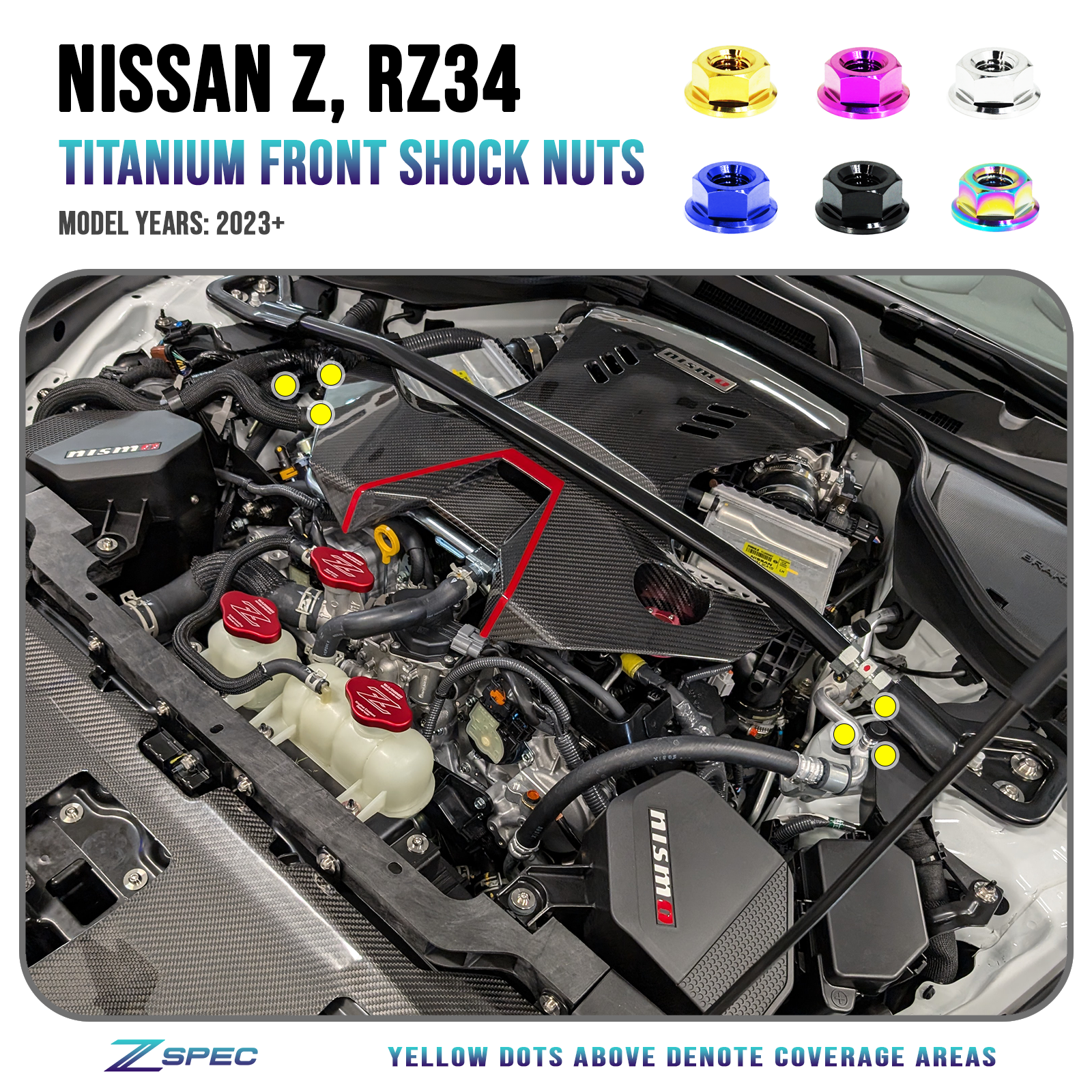 ZSPEC Shock Tower Nuts for '23+ Nissan Z RZ34, Titanium