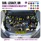 ZSPEC "Stage 3" Dress Up Bolts® Fastener Kit for '16-21 Subaru Legacy 3.6L, Stainless & Billet