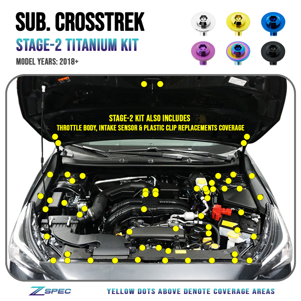 ZSPEC "Stage 2" Dress Up Bolts® Fastener Kit for '18-24 Subaru CrossTrek, Titanium