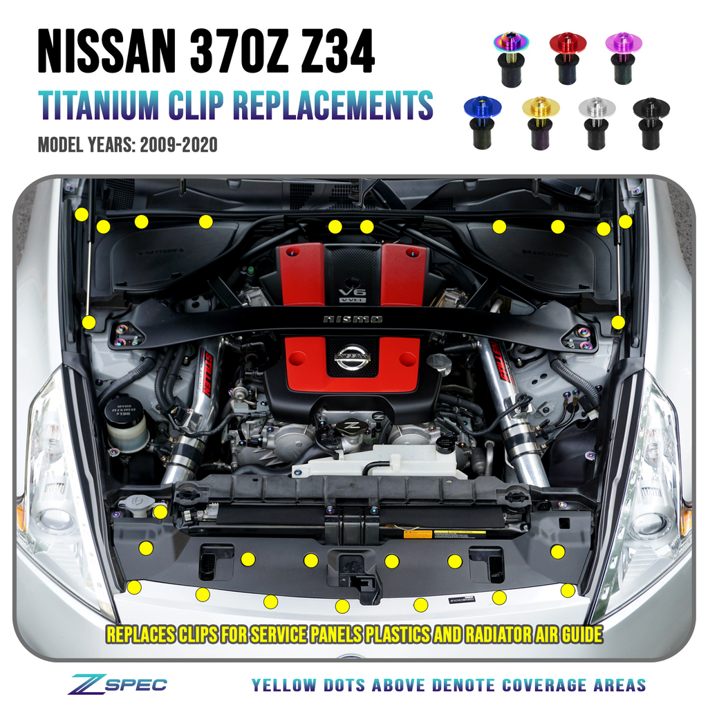 ZSPEC Plastic-Clips Replacement Kit for '09-20 Nissan 370z Z34, Grade-5 Titanium