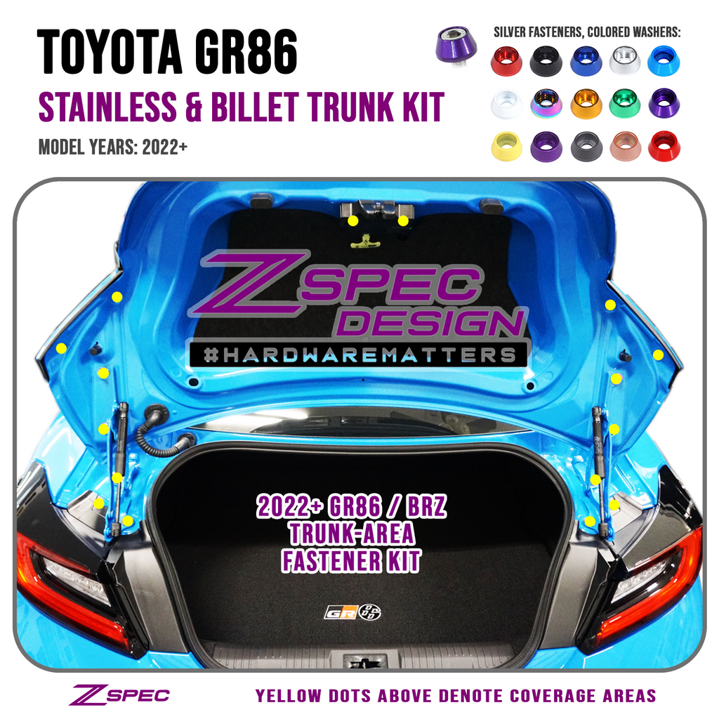 ZSPEC "Stage 3" Dress Up Bolts® Fastener Kit for '22+ Toyota GR86 & Subaru BRZ, Stainless & Billet