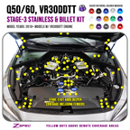 ZSPEC "Stage 3" Dress Up Bolts® Fastener Kit for Infiniti Q50/Q60 w/VR30DDTT, Stainless & Billet