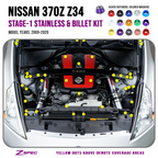 ZSPEC "Stage 1" Dress Up Bolts® Fastener Kit for '09-20 Nissan 370z Z34, Stainless & Billet