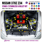 ZSPEC "Stage 2" Dress Up Bolts® Fastener Kit for '09-20 Nissan 370z Z34, Stainless & Billet