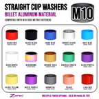 ZSPEC M10 Straight Cup Finish Washers for SHSC Fasteners, Billet, 10-Pack