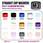ZSPEC M3 Straight Cup Finish Washers for M3 SHSC Socket-Cap Fasteners, Billet, 10-Pack
