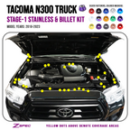 ZSPEC "Stage 1" Dress Up Bolts® Fastener Kit for '16-23 Toyota Tacoma N300, Stainless & Billet