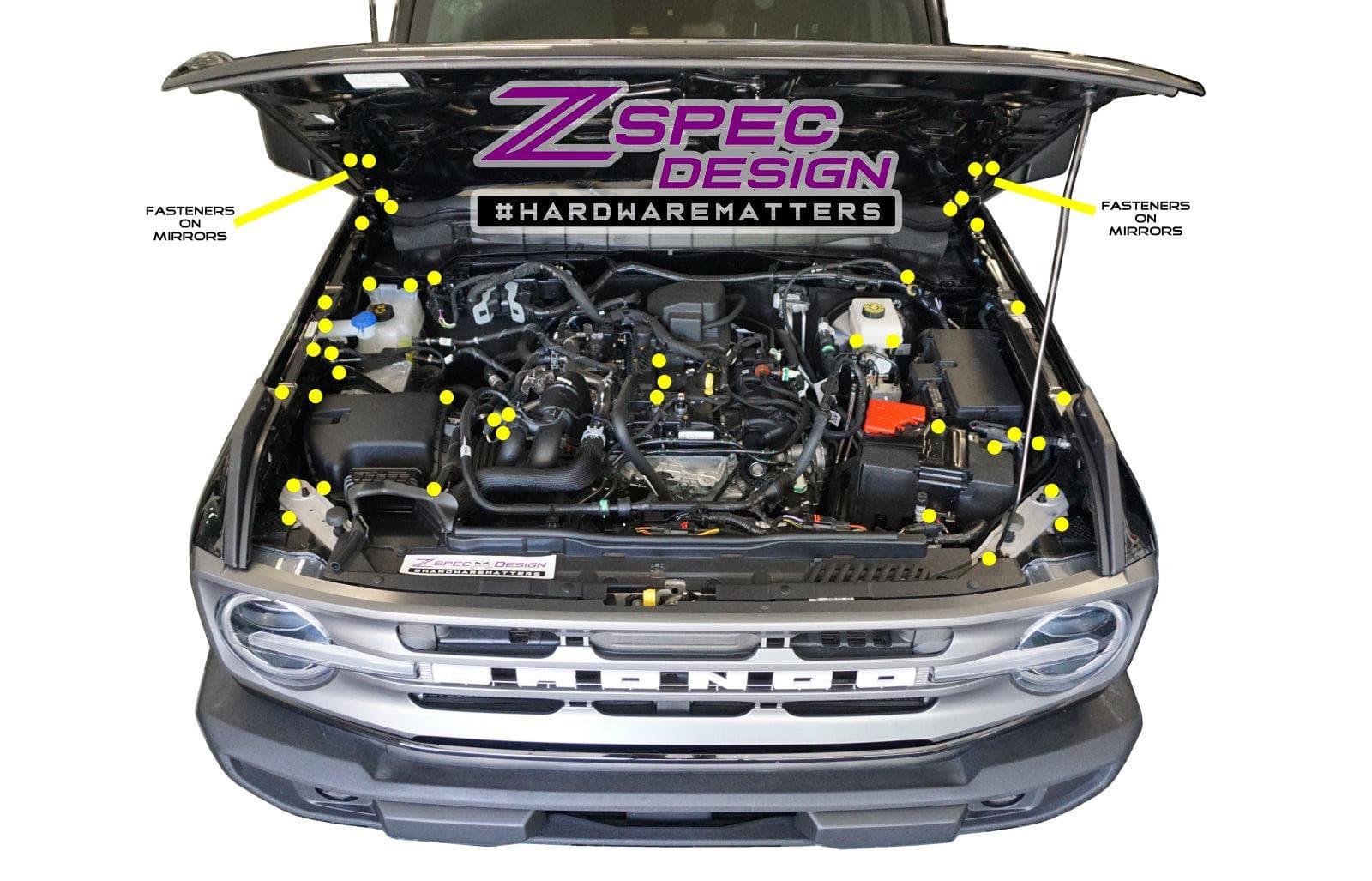 ZSPEC "Stage 3" Dress Up Bolts® Fastener Kit for '21+ Ford Bronco 2.7L, Stainless-Billet