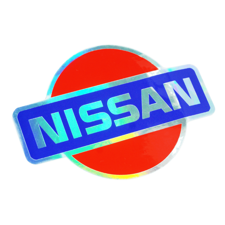 Holographic Vinyl Nissan-Style Sticker Decal, 4" x 2.8"