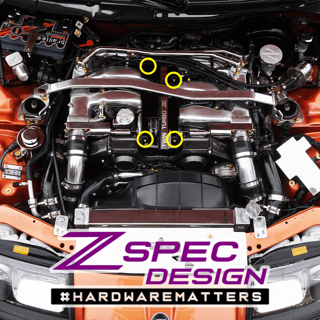 ZSPEC Throttle Cable Cover Fasteners for '90-96 Nissan 300zx Z32, Titanium