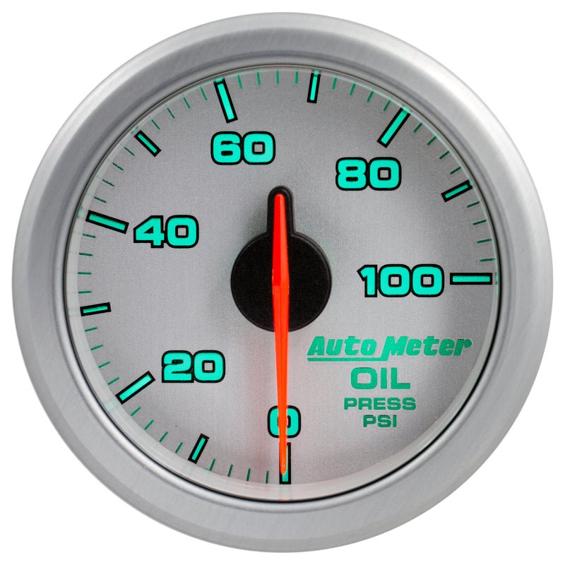 Autometer Airdrive 2-1/6in Oil Pressure Gauge 0-100 PSI - Silver AutoMeter Gauges
