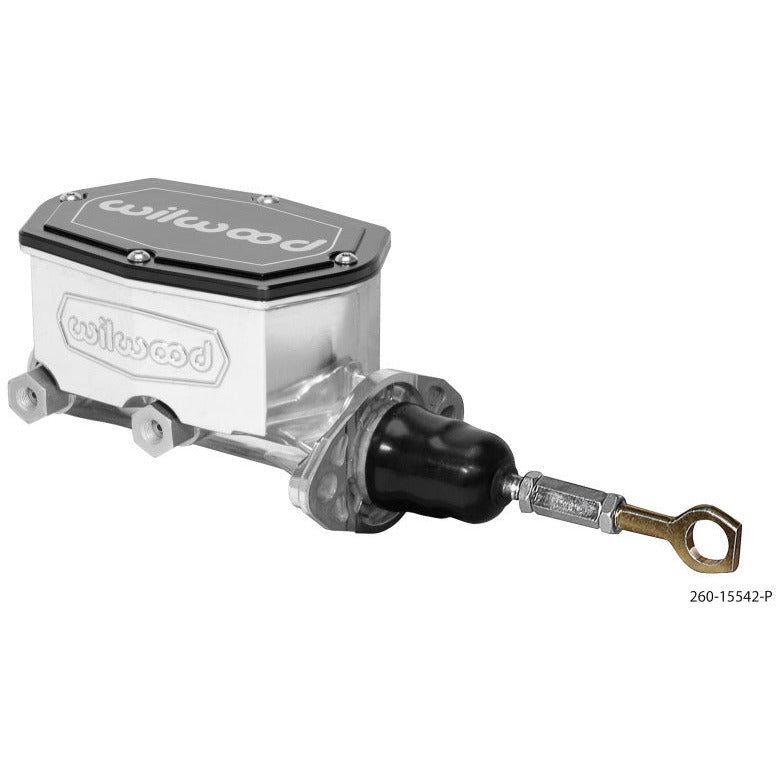 Wilwood Compact Tandem Master Cylinder - 1in Bore - w/Pushrod - Fits Mustang (Ball Burnished) Wilwood Brake Master Cylinder