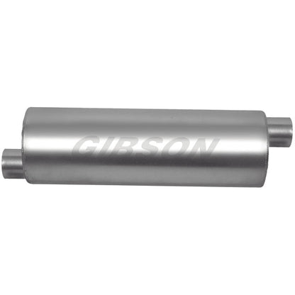 Gibson SFT Superflow Offset/Offset Round Muffler - 8x24in/3in Inlet/3in Outlet - Stainless Gibson Muffler