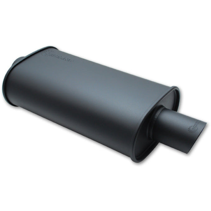 Vibrant StreetPower FLAT BLACK Oval Muffler with Single 3in Outlet - 2.5in inlet I.D. Vibrant Muffler