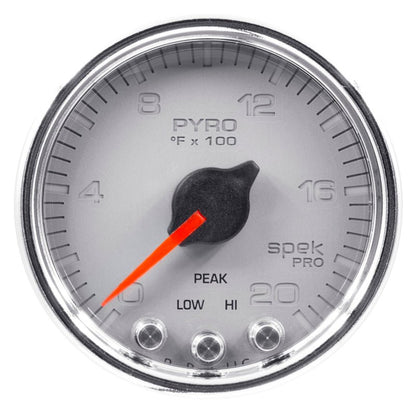 Autometer Spek-Pro Gauge Pyro. (Egt) 2 1/16in 2000f Stepper Motor W/Peak & Warn Slvr/Chrm AutoMeter Gauges